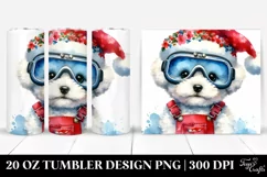 Expressive Bichon Frise with Santa Hat, 20 Oz Tumbler Product Image 1