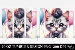 Agressive Baby Cat with Balloons, 20 Oz Tumbler Product Image 1