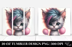 Aggressive Baby Cat with Balloons, Transparent 20 Oz Tumbler Product Image 1