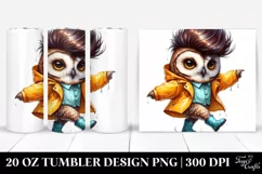 Cute Baby Owl with Cool Haircut, Transparent 20 Oz Tumbler Product Image 1
