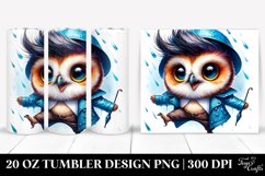 Cute Baby Owl with Cool Haircut, Transparent 20 Oz Tumbler Product Image 1