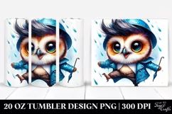 Cute Baby Owl with Cool Haircut, Transparent 20 Oz Tumbler Product Image 1