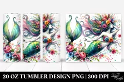 Vibrant Mermaid Dancing Floral Wreath | 20 oz Tumbler Product Image 1