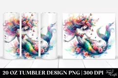Vibrant Mermaid Dancing Floral Wreath | 20 oz Tumbler Product Image 1