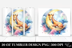 Colorful Giraffe Sleeping on Moon | 20 Oz Tumbler Product Image 1