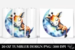 Colorful Giraffe Sleeping on Moon | 20 Oz Tumbler Product Image 1