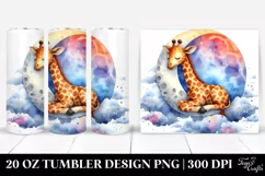 Colorful Giraffe Sleeping on Moon | 20 Oz Tumbler Product Image 1