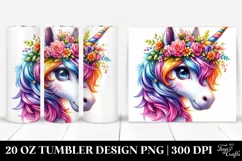Cute Baby Mouse Unicorn Floral Wreath | 20 oz Tumbler Product Image 1
