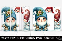 Watercolor Cute Gnomes Behind Snowman, 20 Oz Tumbler Product Image 1