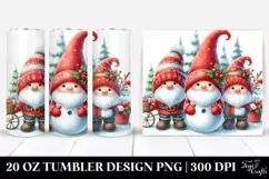 Watercolor Cute Gnomes Behind Snowman, 20 Oz Tumbler Product Image 1
