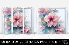 Abstract Pastel Glossy Hibiscus Tumbler Product Image 1