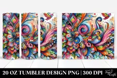 Whimsical Flowers, Vibrant Drawing | 20 oz Tumbler Product Image 1