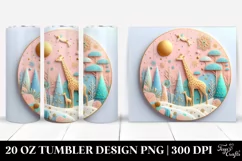 Colorful 3D Giraffe Scene Clipart 20 Oz Tumbler Product Image 1