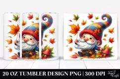 Colorful Gnome Tumbling with Autumn Leaves | 20 oz Tumbler Product Image 1