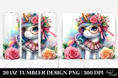 Vibrant Cute Unicorn Dressed | 20 oz Tumbler Product Image 1