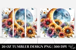 Washed Watercolor, Half Moon Sunflowers | 20 oz Tumbler Product Image 1