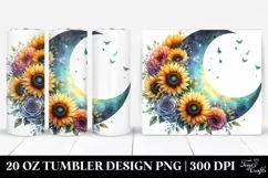 Washed Watercolor, Half Moon Sunflowers | 20 oz Tumbler Product Image 1