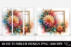 Wooden Stained Marigold Frame Watercolor | 20 oz Tumbler Product Image 1