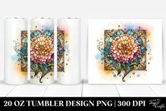 Wooden Stained Marigold Frame Watercolor | 20 oz Tumbler Product Image 1