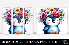 Colorful Penguin Flower Crown | 20 oz Tumbler Product Image 1