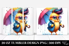 Cute Baby Chicken Umbrella Watercolor | 20 oz Tumbler Product Image 1