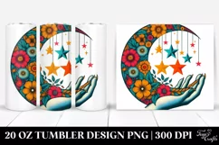 Colorful Half Moon with Stars 20 Oz Tumbler Product Image 1