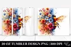 Artistic Vibrant Bee Flowers. 20 oz Tumbler Design Product Image 1