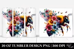 Artistic Vibrant Bee Flowers. 20 oz Tumbler Design Product Image 1