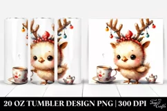 Expressive Chicken with Reindeer Horns, 20 Oz Tumbler Product Image 1