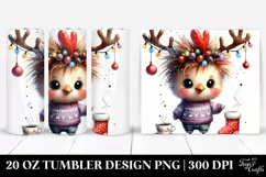 Expressive Chicken with Reindeer Horns, 20 Oz Tumbler Product Image 1
