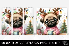 Pastel Pug with Reindeer Horns 20 Oz Tumbler Product Image 1