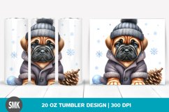 Watercolor Baby Bullmastiff, Winter | 20 oz Tumbler Product Image 1