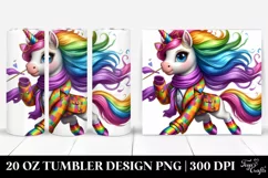 Vibrant Cute Unicorn Running Dressed | 20 oz Tumbler Product Image 1