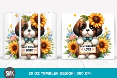 Watercolor Baby Saint Bernard, Sunflower | 20 oz Tumbler Product Image 1