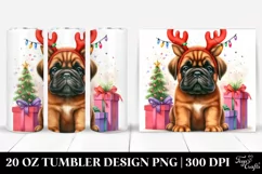 Expressive Baby Bullmastiff with Reindeer Horns 20 Oz Product Image 1