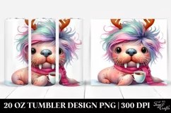 Watercolor Walrus Holding Tea Cup 20 Oz Tumbler Product Image 1