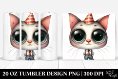 Cat with Party Hat Clipart, Transparent 20 Oz Tumbler Product Image 1