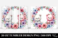 Colorful Bear Floral Frame 20 Oz Tumbler Product Image 1