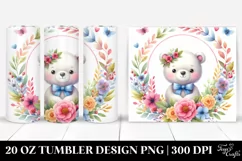 Colorful Bear Floral Frame 20 Oz Tumbler Product Image 1