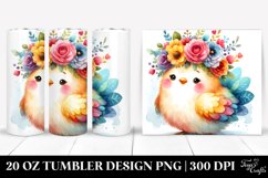 Cartoon Chicken with Flower Crown 20 Oz Tumbler Product Image 1