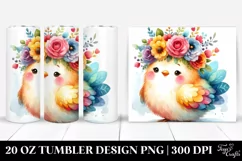 Cartoon Chicken with Flower Crown 20 Oz Tumbler Product Image 1