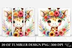 Giraffe Cartoon-Style Flower Crown | 20 oz Tumbler Product Image 1