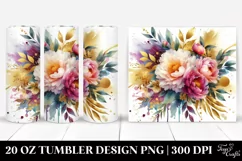 Vibrant Gold Foil Bouquet with Peonies | 20 oz Tumbler Product Image 1
