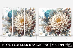 Stained Chrysanthemum Marble Splash | 20 oz Tumbler Product Image 1