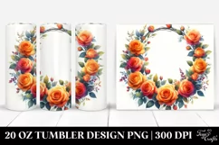 Vibrant Wreath with Orange Roses | 20 oz Tumbler Product Image 1