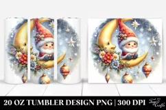 cute Christmas Gnomes Sitting on Moon 20 oz Tumbler Product Image 1