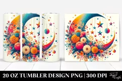 Simple Half Moon and Stars Design | 20 oz Tumbler Product Image 1