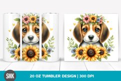 Watercolor Baby Beagle, Sunflower | 20 oz Tumbler Product Image 1