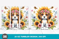 Watercolor Baby Beagle, Sunflower | 20 oz Tumbler Product Image 1