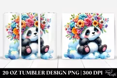 Cartoon Panda with Flower Crown 20 Oz Tumbler Product Image 1